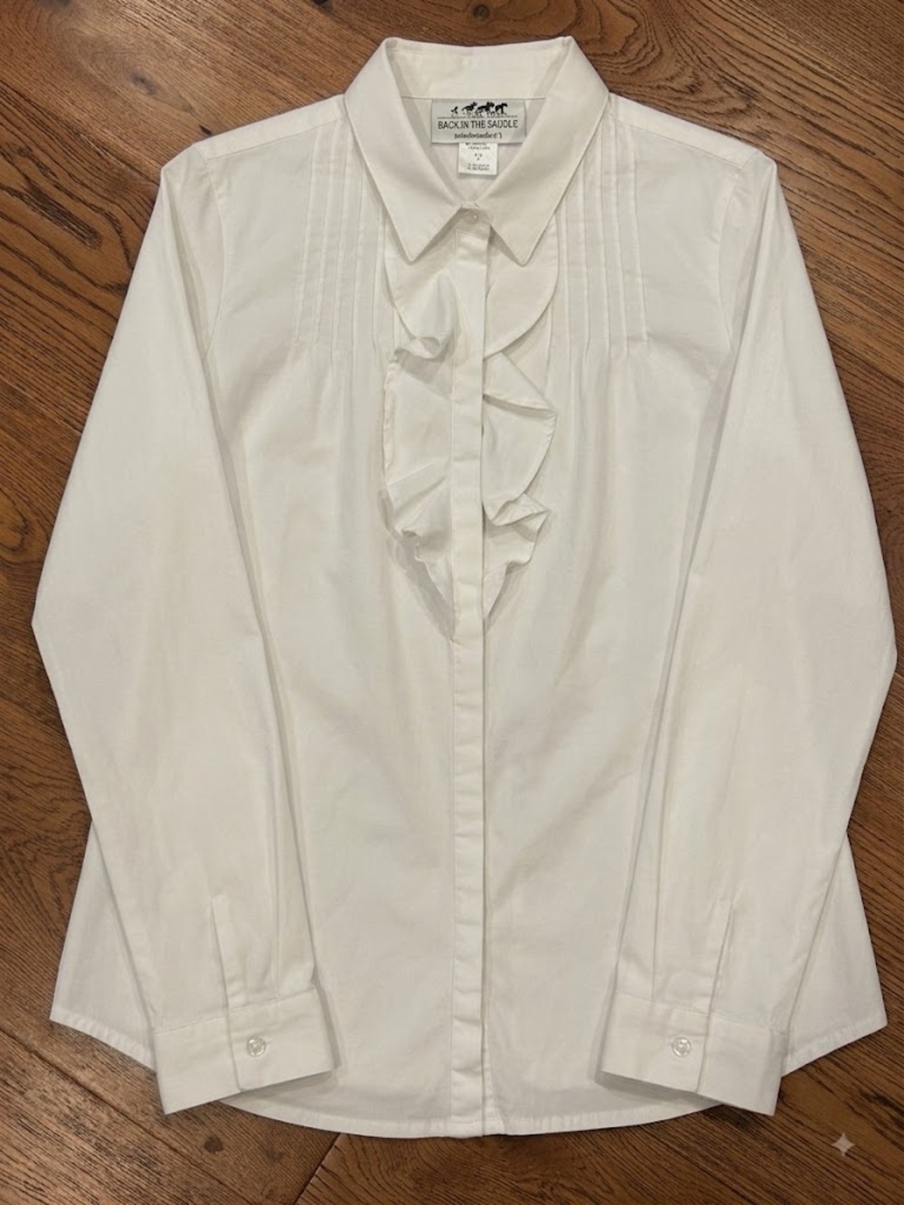 Back In The Saddle White Ruffle Front Western Tuxedo Blouse - Size Medium